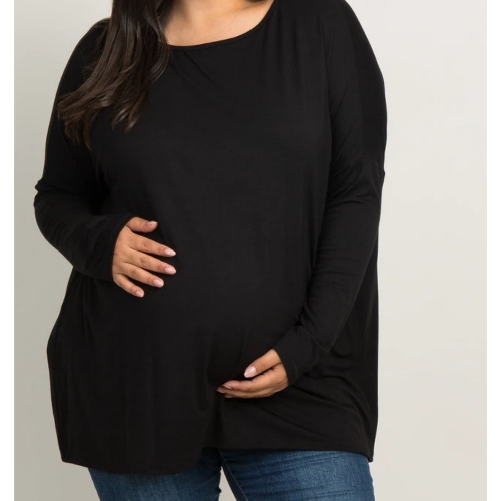 Pinkblush Solid Basic Long Sleeve Maternity Top - image 1